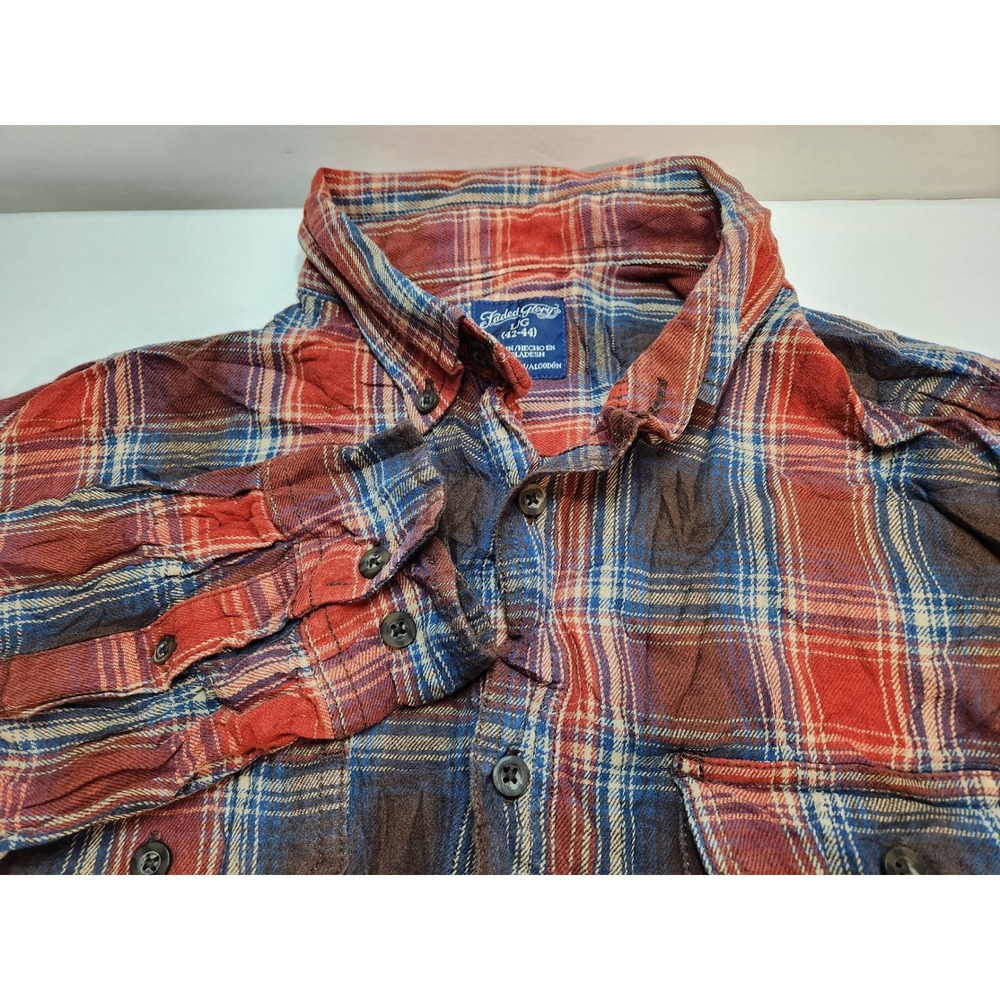 Faded Glory Mens Large Plaid Flannel Long Sleeve Button Up‎ Shirt